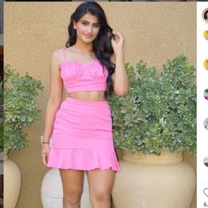 Hot Pink Ruched two piece set Size Small